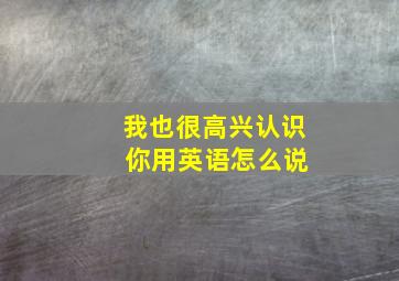 我也很高兴认识 你用英语怎么说